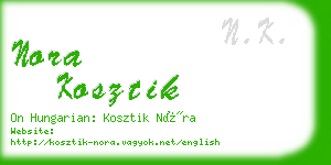 nora kosztik business card